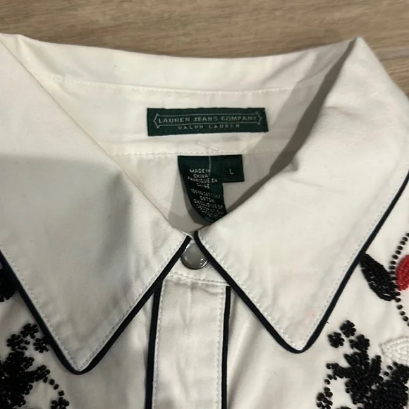 Beautiful Ralph Lauren Western Snap buttons shirt beaded size L cowboy shirt - Picture 5 of 13